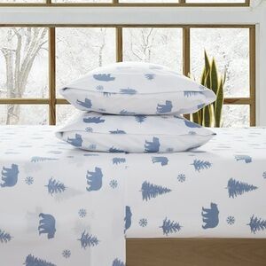1500 Supreme Collection Microfiber Winter Bear Print Flannel Sheet Set Full